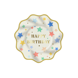 DAMAI <b>Light</b> Yellow Lace <b>Star</b> Birthday Party Theme Disposable Tableware Set Paper Plates Paper Cups and Napkin Supply - Product Image 3