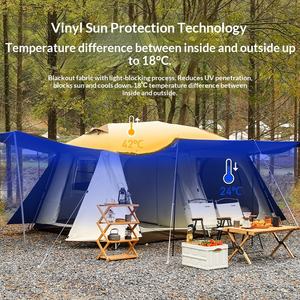 Carpa de Camping Arctic Wolf, Negra, con Protección Solar, Impermeable, para Varias Personas, Totalmente Automática, de Doble Capa, Estilo Chimenea, Oxford - Product Image 3