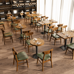 Ensemble table et banquette de café en vert <span class=keywords><strong>bambou</strong></span>, banquette cannelée, chaise à dossier arqué, table à plateau pour salon de réception et galerie supérieure - Product Image 4