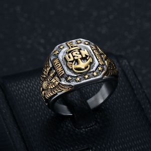 Anillo Rainbowking de acero inoxidable de la Marina DE LOS EE. UU., anillo de águila de ancla, joyería de moda militar de Hip Hop para hombres - Product Image 3