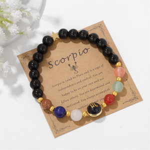 Pulsera Minimalista de Piedras Curativas, Chapada en Oro de 18K, con Dije de los 12 Signos del Zodiaco, Regalo de Cumpleaños para Hombres y Mujeres - Product Image 4