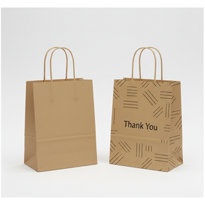 Bolsa de Papel Marrón y Blanca con Asa Retorcida, Reciclable, para Comida para Llevar y Uso Comercial - Product Image 2