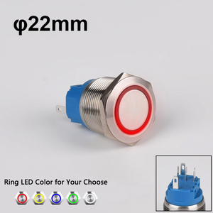 Kleine IP65 waterdichte momentane LED-drukknoppen 22mm 19mm 12mm 16mm 12V roestvrij staal 1NO1NC CE voor elektronica - Product Image 1
