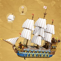 Modèle de bateau de croisière éducatif pour enfants, bloc de construction, grand bateau à voile, kit de modèle en plastique, bateau pirate, cadeau compatible