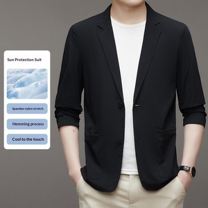 Blazer d'été pour hommes, veste de costume extensible anti-plis à deux boutons, style sport coréen, séchage rapide, hauts décontractés pour affaires - Product Image 2