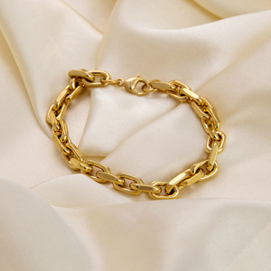 Pulsera de Cadena de Eslabones de Moda, Chapada en Oro de 18K, Acero Inoxidable, Diseño Grueso, Accesorio de Joyería Unisex, Hecho en Yiwu - Product Image 2