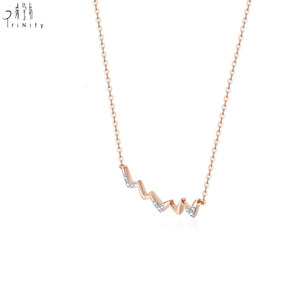 High Quality Wholesale Link Chain Minimalist Necklace Collection 18K <b>Solid</b> Rose <b>Gold</b> Real Natural Diamond <b>Pendant</b> Necklaces - Product Image 2