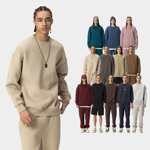 H5449 produttore di felpe all'ingrosso personalizzato 350 Gsm cotone misto pile foderato girocollo felpe per le donne per gli uomini - Product Image 1