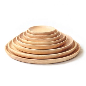 Assiette <span class=keywords><strong>en</strong></span> <span class=keywords><strong>bois</strong></span> jetable, rond naturel de Restaurant japonais, assiette pain de fruits pour la nourriture, vente <span class=keywords><strong>en</strong></span> gros 50 pièces - Product Image 1