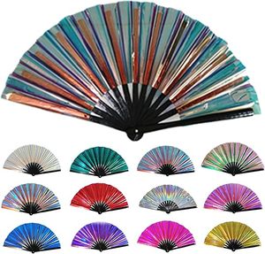Éventail pliant Clack Rave en tissu holographique irisé, style art populaire, 33 cm, en PVC – Grande Vente - Product Image 1