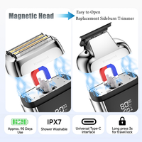 Rasoir magnétique 2-en-1 personnalisé avec logo, 5 lames, rechargeable USB-C, étanche IPX7, mini rasoir de voyage, OEM ODM