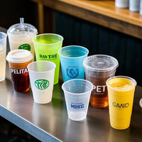 Gobelets en plastique jetables transparents JAN GOO avec logo personnalisé, diamètre 90 mm, impression UV, pour café, thé, lait, soda, boissons glacées