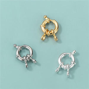 Broche de resorte redondo de Plata de Ley 925 al por mayor con anillos dobles DIY para pulsera, collar, fabricación de joyas, accesorios - Product Image 1