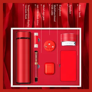 Fashion Style Promotional Retro Notebook+Pen 16G USB Flash Drive USB Cable Gift Set Boxes Vacuum Flask