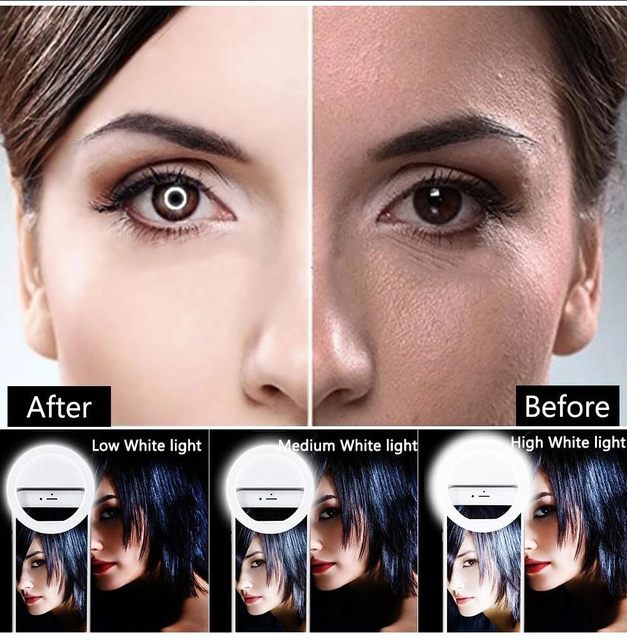 JH JHPD LED Selfie Ring Light-Clip-On 3.5" Phone/Laptop Light USB Charging Adjustable Brightness Portable ABS Halloween Easter