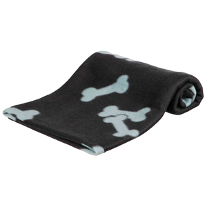 Pet <b>Blanket</b> 100 x 70 Cm <b>Black</b> With Bone Pattern For Dogs Cozy Soft Fleece <b>Throw</b> - Product Image 1