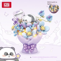 Loz7301-7425 Blocs de construction en plastique DIY, jouet Panda, bouquet de fleurs éternelles, rose, 40 pièces, petits blocs de construction