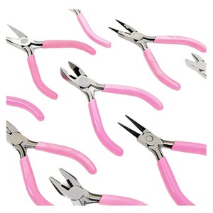 Mini alicates para hacer joyas, herramientas de 4.5 pulgadas de acero inoxidable antideslizantes, de punta redonda, de punta diagonal, para bricolaje y chapado de joyas - Product Image 1