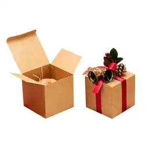 Toptan özel Logo baskı boyutu noel hediyesi kutusu suni çam kozalağı şeker Ping bir meyve Kraft kağıt ambalaj kutusu