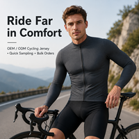 Jersey de Ciclismo de Manga Larga para Hombre, Color Gris Oscuro, Cierre Completo, para Bicicleta de Carretera, con Logotipo Personalizado, Ropa de Equipo con 3 Bolsillos Traseros