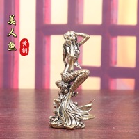 1pc Mini figurine de sirène en laiton Décoration d'intérieur Bureau Aquarium Paysage Décoration Modèle Artisanat Ornement de bureau