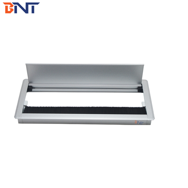 Aluminum Alloy 300/400/500mm Computer Desk Rectangle Wire Cable Manager Hole Cover Cable Management Box With Black Brushed