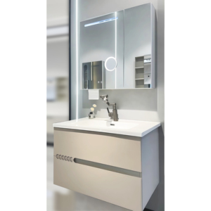 Meuble de salle de bain de qualité hôtelière <span class=keywords><strong>Armoire</strong></span> en aluminium avec lavabo simple et grand miroir d'habillage - Product Image 6