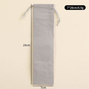 <b>Long</b>-Style Drawstring Cotton <b>Bag</b> with Ribbon Handle Reusable PVC PP Tableware Custom Logo for Chopsticks Knives Forks for Gifts - Product Image 6