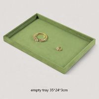 Nouveau design 2026 : Plateau de présentation et de rangement pour bijoux en velours vert olive, pour colliers, bagues, bracelets, boucles d'oreilles et pendentifs