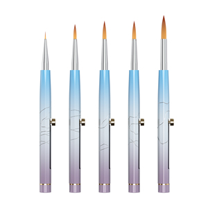 Lot de 5 pinceaux ronds en acrylique pour aquarelle, manche en plastique, pour artistes, vente en gros - Product Image 2