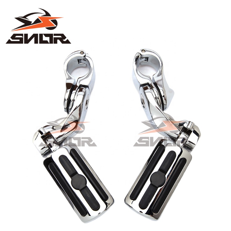 TCMT Repose-pieds Highway Pour Harley – Style A – Compatible Electra, Street Glide, Road King – Chrome Et Noir