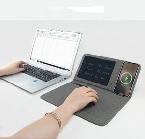 Multifunktion ales 15W 3-in-1 kabelloses Schnelllade-Leder-Schreib block 3 1 Office Mouse <span class=keywords><strong>pad</strong></span> Flüssigkristall-Display Lagerbestand - Product Image 1