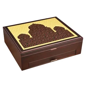 Luxury Carving Wooden Jewelry Box Necklace Earing Jewelry Box for Dubai Style With Drawer Date Packaging Box