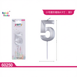 Vela Plateada con el Número 5 de 49 Pulgadas de Peiyong para Decoración de Pasteles y Celebraciones, Modelo 60250 - Product Image 1