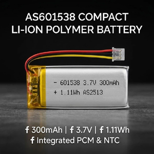 แบตเตอรี่ลิเธียมไอออนแบบ Pouch 3.7V 300mAh เซลล์โพลิเมอร์แบบแบน พร้อม NTC และ PCM ในตัว สำหรับระบบควบคุมการเข้าออกด้วยสมาร์ทล็อค - Product Image 4