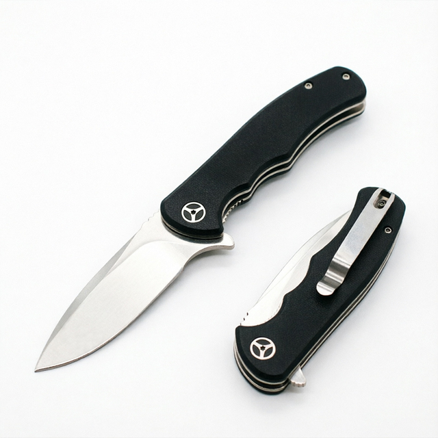 Outdoor Combat Folding Pocket Knife 5Cr13 Steel G10 Handle Drop Point EDC Tool Belt Clip Industrial Grade Camping Fishing Hiking