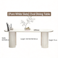 Table de salle à manger moderne contemporaine en pierre frittée crème - Table îlot de cuisine de luxe avec pieds colonnes romaines, écologique pour les petits espaces