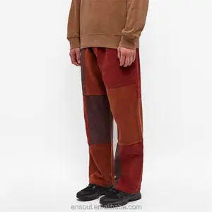 批发秋季重量级棉4口袋一体腰带彩色拼布定制灯芯绒裤男士