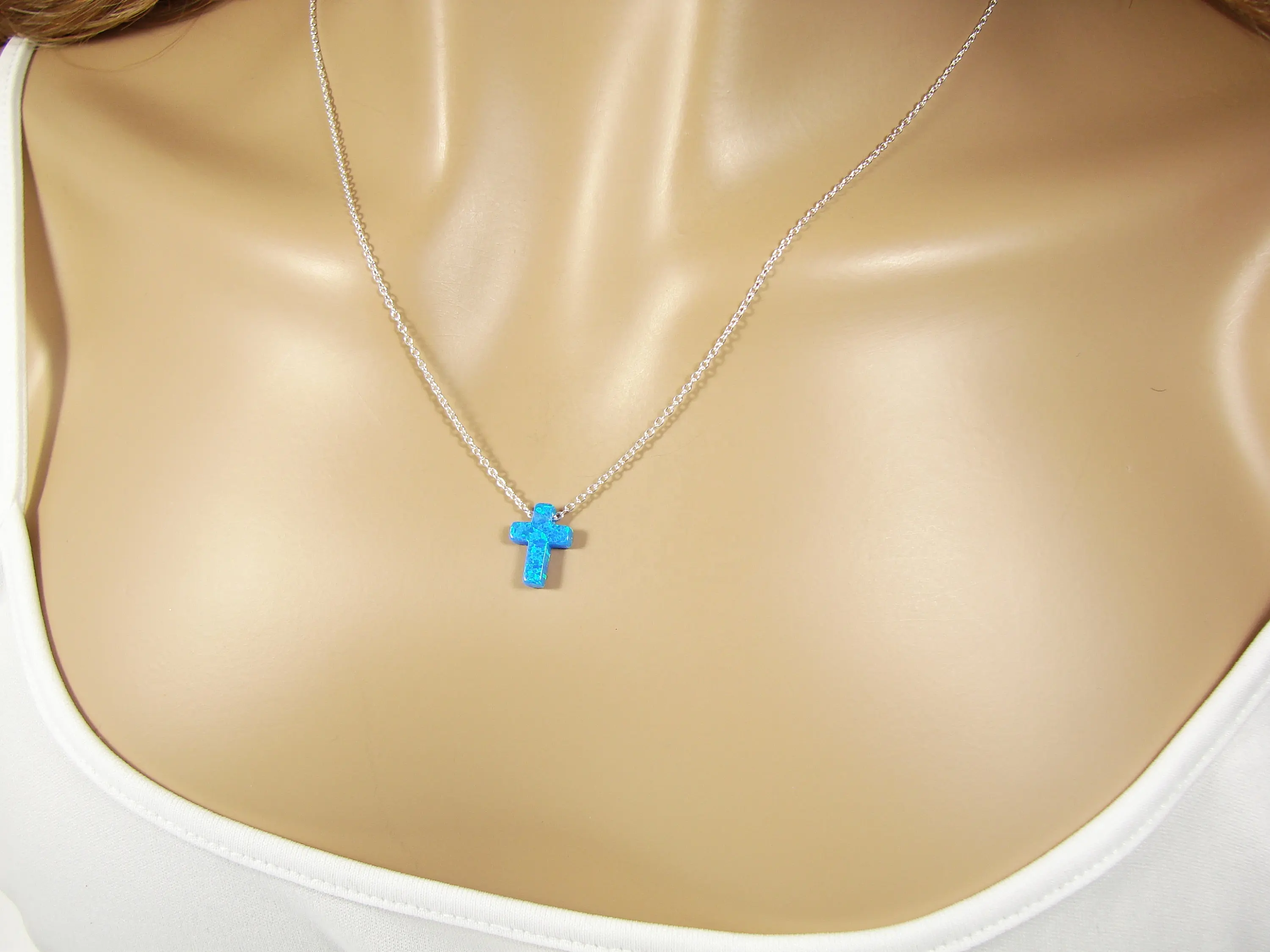 Ожерелье женское с Синим Опалом, 925