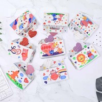 16 STKS Kraftpapier Valentijnsdag Geschenkzakjes 9 Stuks Aquarelpennen Gerecycleerde materialen Handlengte Handvat voor Klasfeest