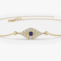 Bijoux personnalisés Bracelet à breloques mauvais œil en argent sterling 925 avec diamant CZ et saphir Plaqué or Bijoux fins Bracelets pour femmes