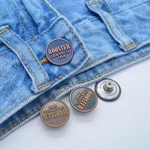 Logo personalizzato panno abbigliamento in rilievo in ottone del denim dei jeans accessori bottoni e rivetti button per i jeans fabbrica di abbigliamento