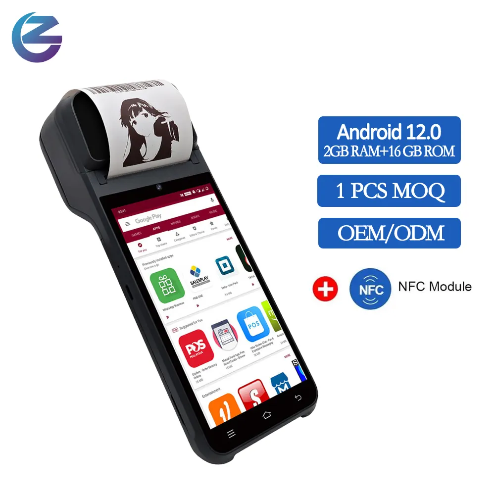 Android 12,0 ZCS Z92 мобильный портативный все в одном Pos-терминал с принтером сенсорный экран точка продажи Android Pos-системы