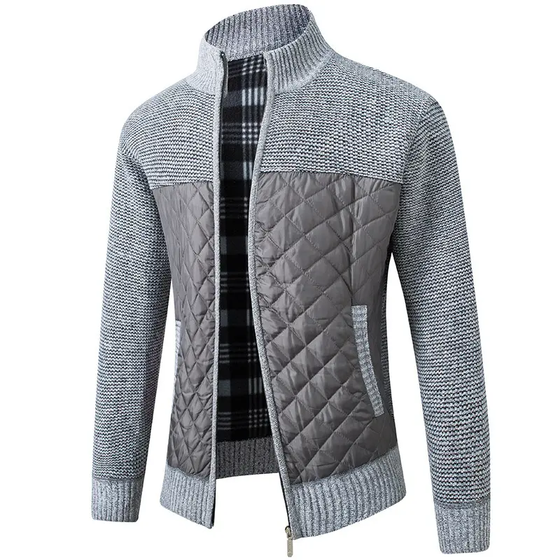 2021 New Simple Solid Patchwork Men's Knitwear Winter Warm Sweater Fashion Man Casual Cardigan Sweater