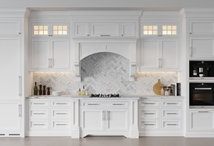 Australie <span class=keywords><strong>MDF</strong></span> <span class=keywords><strong>laque</strong></span> prêt à assembler blanc mat couleur Shaker porte Design moderne armoires de cuisine modulaires avec poignées en or - Product Image 6