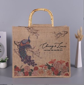 Bolso Tote de Lona para Mujer, Bolso de Hombro con Asa Negra, Estampado de Letras, Cierre de Broche, Bolso de Compras con Forro de Algodón, para Bodas - Product Image 2