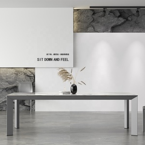 <span class=keywords><strong>Table</strong></span> à manger rectangulaire de luxe avec 10 chaises <span class=keywords><strong>Table</strong></span> à manger moderne Mobilier de maison robuste en métal et panneau de marbre - Product Image 5