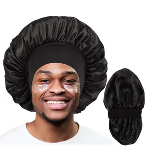 수면용 헤어 보닛, 흑인 여성 남성 곱슬 머리 머리띠, 뒤집을 수 있는 수면 모자를 위한 더블 레이어 새틴 보닛