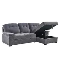 Customized fabric sectional l shape sofa Lounge Couch functional home furniture sofa cum bed