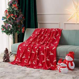 PCM Wholesale <strong>Flannel</strong> <strong>Fleece</strong> <strong>Blanket</strong> Super Soft Fabric Reindeer <strong>Pattern</strong> Coral <strong>Fleece</strong> Christmas Throw <strong>Blanket</strong>